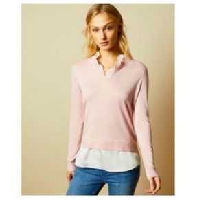 V neck mock layer sweater and blouse